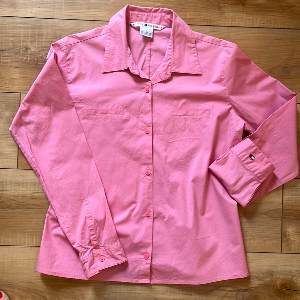 Tommy Hilfiger size 12 button down pink blouse 👚